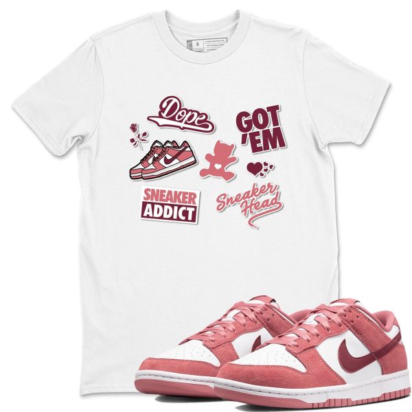 Sneakerhead Sticker Sneaker Tee - Casual Unisex Cotton Sneaker T-Shirt To Match Dunks Valentine's Day Jezsport.com