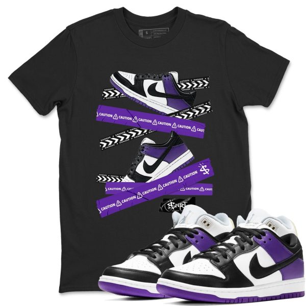 Caution Tape Sneaker Tee - Casual Unisex Cotton Sneaker T-Shirt To Match Dunks Court Purple Jezsport.com