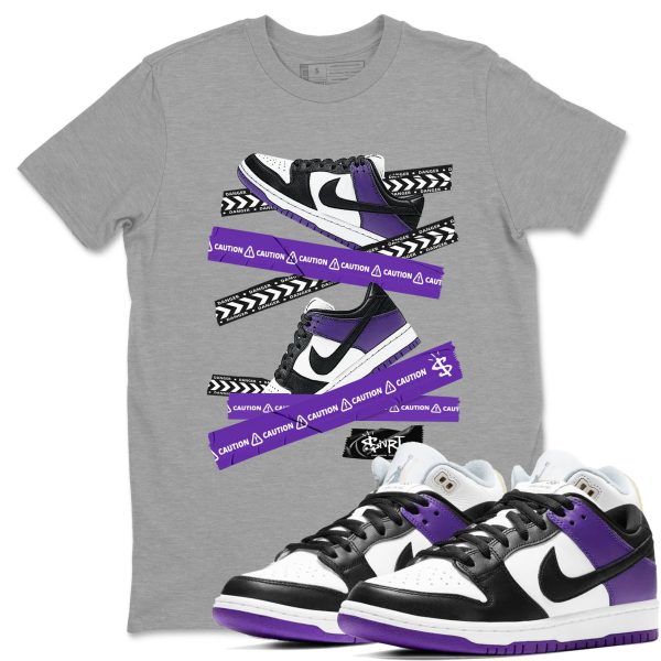 Caution Tape Sneaker Tee - Casual Unisex Cotton Sneaker T-Shirt To Match Dunks Court Purple Jezsport.com