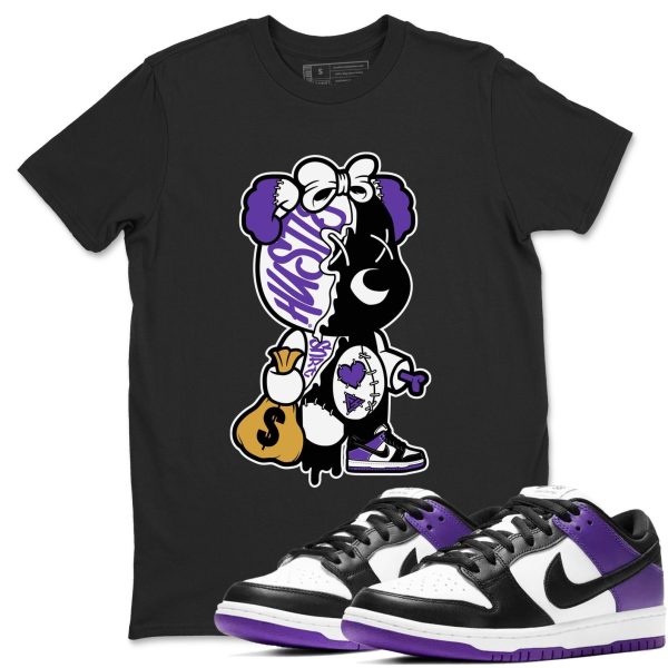 Stitched Hustle Bear Sneaker Tee - Casual Unisex Cotton Sneaker T-Shirt To Match Dunks Court Purple Jezsport.com