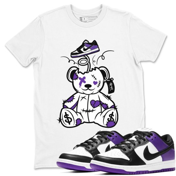 Surprise Teddy Bear Sneaker Tee - Casual Unisex Cotton Sneaker T-Shirt To Match Dunks Court Purple Jezsport.com