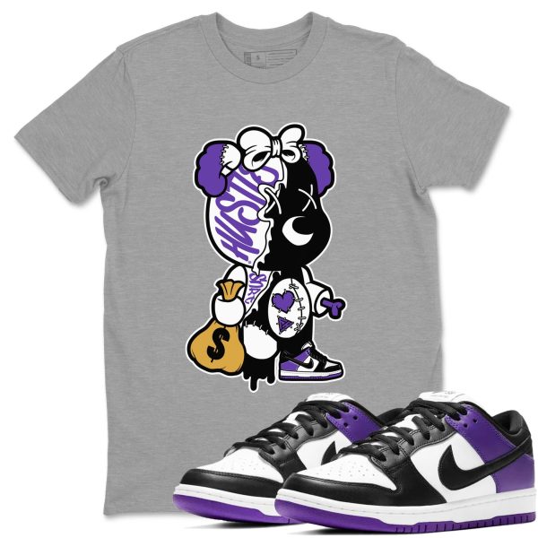 Stitched Hustle Bear Sneaker Tee - Casual Unisex Cotton Sneaker T-Shirt To Match Dunks Court Purple Jezsport.com