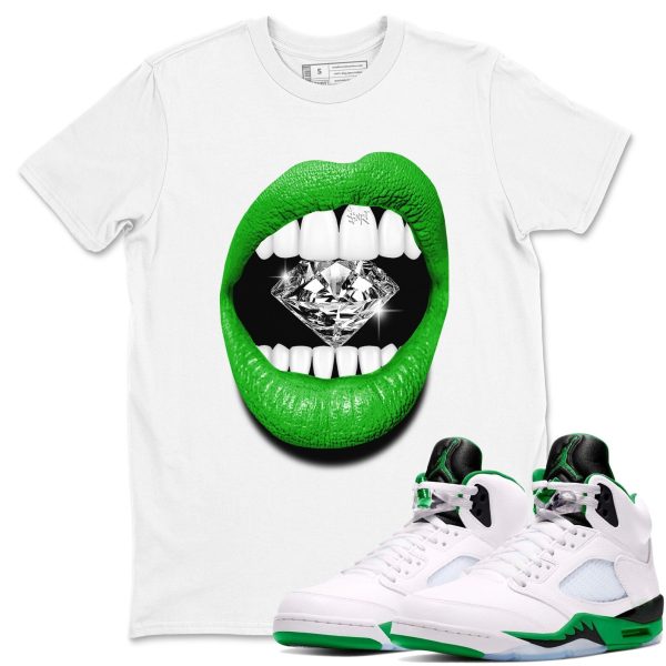 Lips Diamond - Unisex Crew Neck Sneaker Matching Tee Shirt To Match 5s Lucky Green Jezsport.com