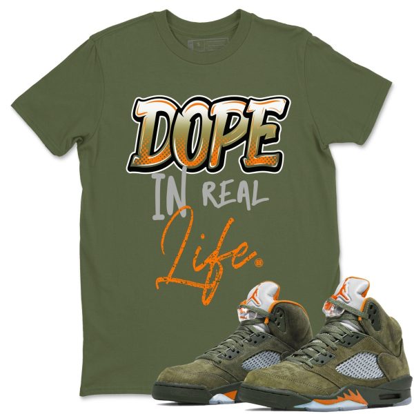 Dope In Real Life - Unisex Crew Neck Sneaker Matching Tee Shirt To Match 5s Olive Jezsport.com