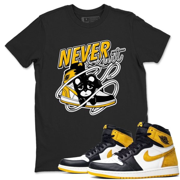 Never Quit Sneaker Tee - Unisex Cotton Sneaker Shirts To Match Jordans 1s Yellow Ochre Jezsport.com