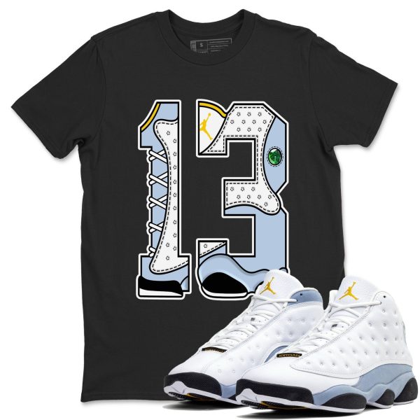 Number 13 Sneaker Tee - Sneaker Shirts To Match Jordans Unisex Cotton Sneaker Shirts To Match Jordans 13s Blue Grey Jezsport.com