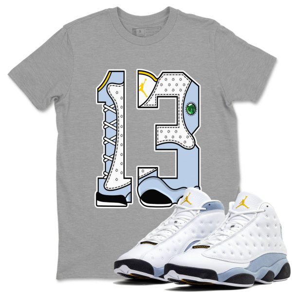 Number 13 Sneaker Tee - Sneaker Shirts To Match Jordans Unisex Cotton Sneaker Shirts To Match Jordans 13s Blue Grey Jezsport.com