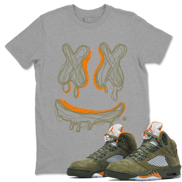 Smile Doodle Sneaker Tee - Sneaker Shirts To Match Jordans Unisex Cotton Sneaker Shirts To Match Jordans 5s Olive Jezsport.com