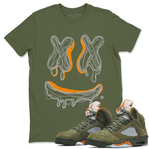 Smile Doodle Sneaker Tee - Sneaker Shirts To Match Jordans Unisex Cotton Sneaker Shirts To Match Jordans 5s Olive Jezsport.com