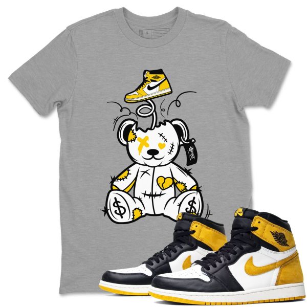 Surprise Teddy Bear Sneaker Tee - Unisex Cotton Sneaker Shirts To Match Jordans 1s Yellow Ochre Jezsport.com