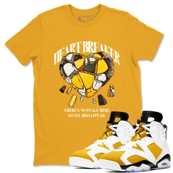 Heart Breaker Sneaker Tee - Unisex Cotton Sneaker Shirts To Match Jordans 6s Yellow Ochre Jezsport.com