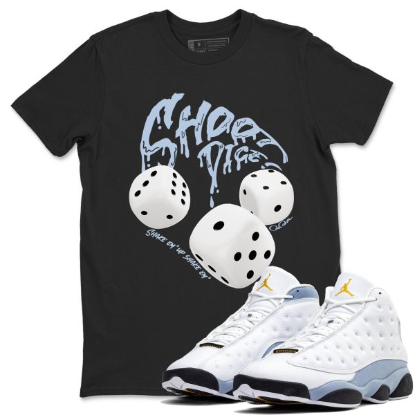 Shoot Dice Sneaker Tee - Unisex Cotton Sneaker Shirts To Match Jordans 13s Blue Grey Jezsport.com