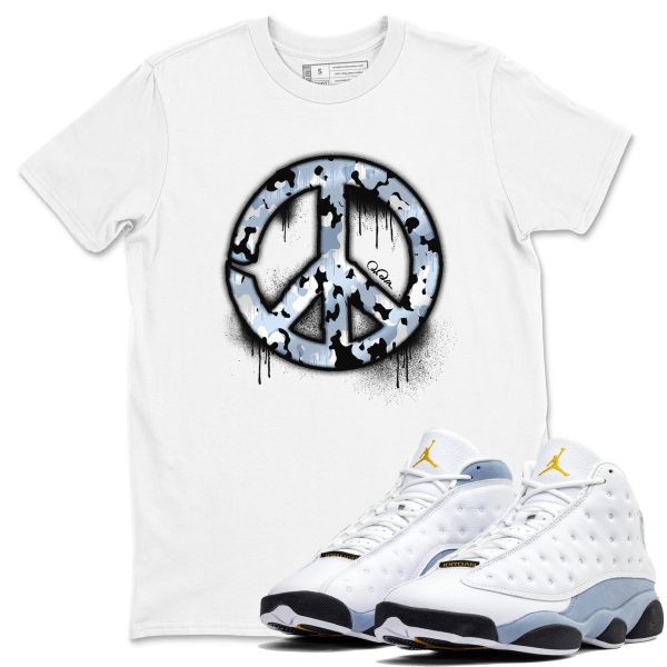 Peace Sign Sneaker Tee - Unisex Cotton Sneaker Shirts To Match Jordans 13s Blue Grey Jezsport.com