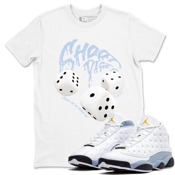 Shoot Dice Sneaker Tee - Unisex Cotton Sneaker Shirts To Match Jordans 13s Blue Grey Jezsport.com