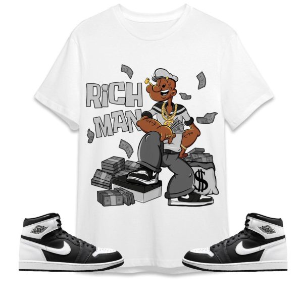 Rich Man Sailor Unisex Tees Jordan 1 Retro High OG Black White to match Sneaker, Outfit back to school Jezsport.com