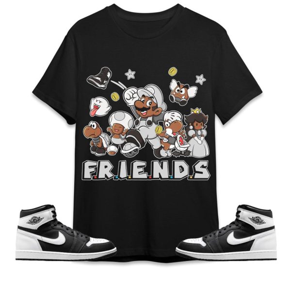 Super Friends Unisex Tees Jordan 1 Retro High OG Black White to match sneaker, Outfit Back to School Jordan Jezsport.com