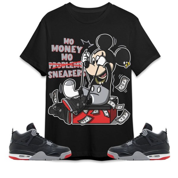 Mo Money Mickey Unisex Tees Jordan 4 Bred Reimagined to match Sneaker, Outfit Back to School jordan Jezsport.com