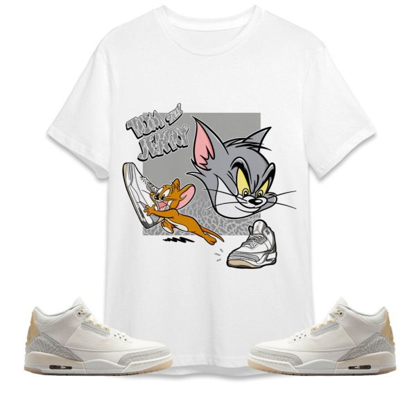 Cat And Mouse Sneakers Unisex Tees Jordan 3 Craft Ivory to match Sneaker, Outfit Back to school Jordan Jezsport.com