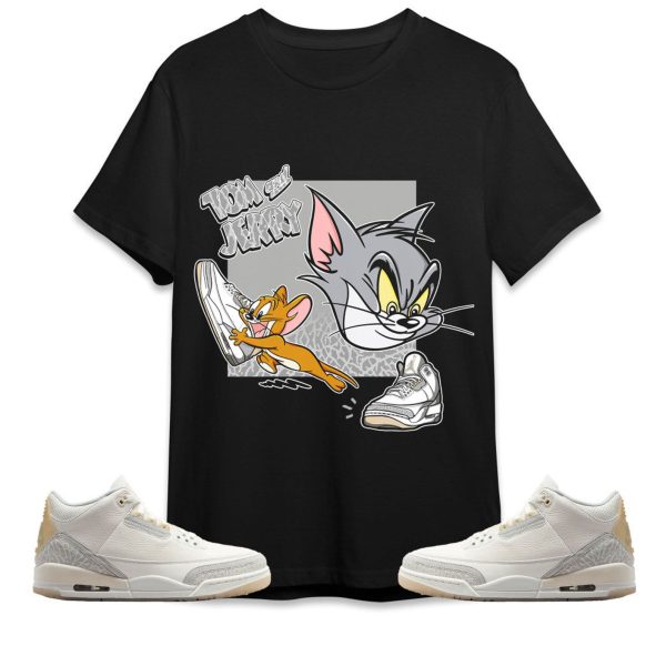 Cat And Mouse Sneakers Unisex Tees Jordan 3 Craft Ivory to match Sneaker, Outfit Back to school Jordan Jezsport.com