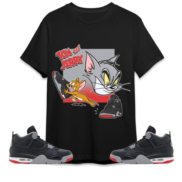 Cat And Mouse Sneakers Unisex Tees Jordan 4 Bred Reimagined to match Sneaker, Outfit Back to school Jordan Jezsport.com