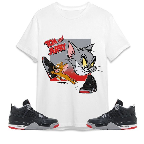 Cat And Mouse Sneakers Unisex Tees Jordan 4 Bred Reimagined to match Sneaker, Outfit Back to school Jordan Jezsport.com