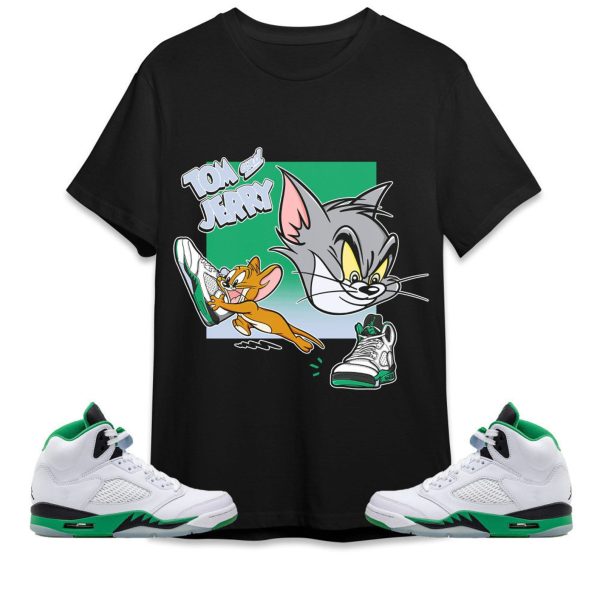 Cat And Mouse Sneakers Unisex Tees Jordan 5 Lucky Green to match Sneaker, Outfit Back to school Jordan Jezsport.com