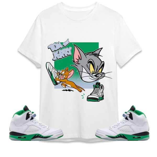 Cat And Mouse Sneakers Unisex Tees Jordan 5 Lucky Green to match Sneaker, Outfit Back to school Jordan Jezsport.com