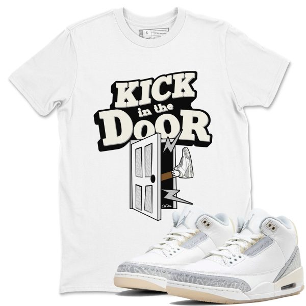 Kick In The Door Sneaker Tee - Unisex Cotton Sneaker Shirts To Match Jordans 3s Craft Ivory Jezsport.com