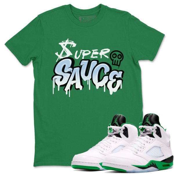 Super Sauce Unisex Crew Neck Sneaker Matching Tee Shirt To Match AJ5 Lucky Green Jezsport.com