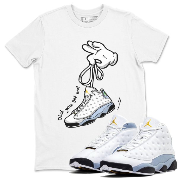 Cartoon Hands Unisex Crew Neck Sneaker Matching Tee Shirt To Match 13s Blue Grey Jezsport.com