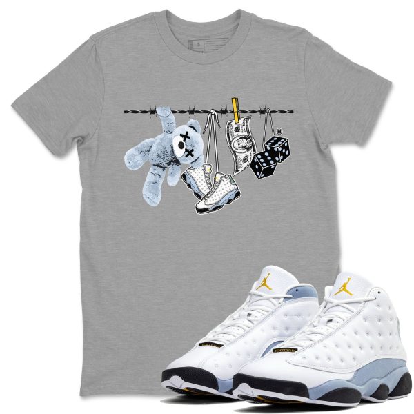 Clothesline Unisex Crew Neck Sneaker Matching Tee Shirt To Match 13s Blue Grey Jezsport.com