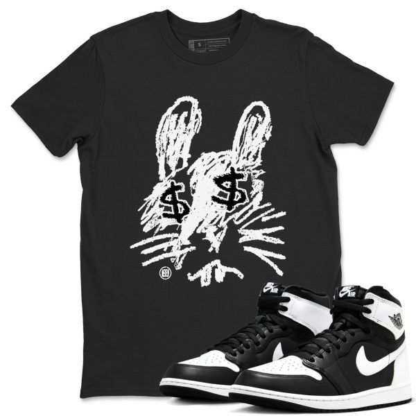 Crayon Bunny Sneaker Tee - Unisex Cotton Sneaker Shirts To Match Jordans AJ1 Black White Jezsport.com