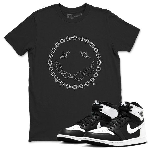 Chain Smile Sneaker Tee - Unisex Cotton Sneaker Shirts To Match Jordans AJ1 Black White Jezsport.com