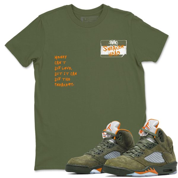 Sneakerhead Badge Unisex Crew Neck Sneaker Matching Tee Shirt To Match 5s Olive Jezsport.com