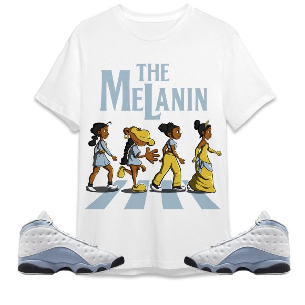 The Melanin Unisex Tees Jordan 13 Blue Grey to match Sneaker, Outfit Back to school Jezsport.com