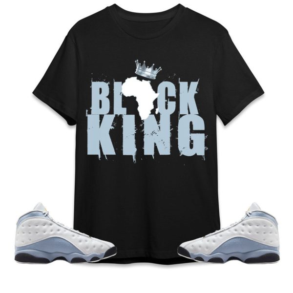 Black King Crown Unisex tees Jordan 13 Blue Grey to match Sneaker, Outfit Back to School Jordan Jezsport.com