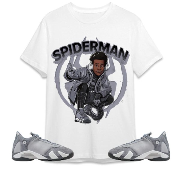 Spiderman Miles Unisex Tees Jordan 14 Stealth to match Sneaker, Outfit birthday graphic Tees Jezsport.com