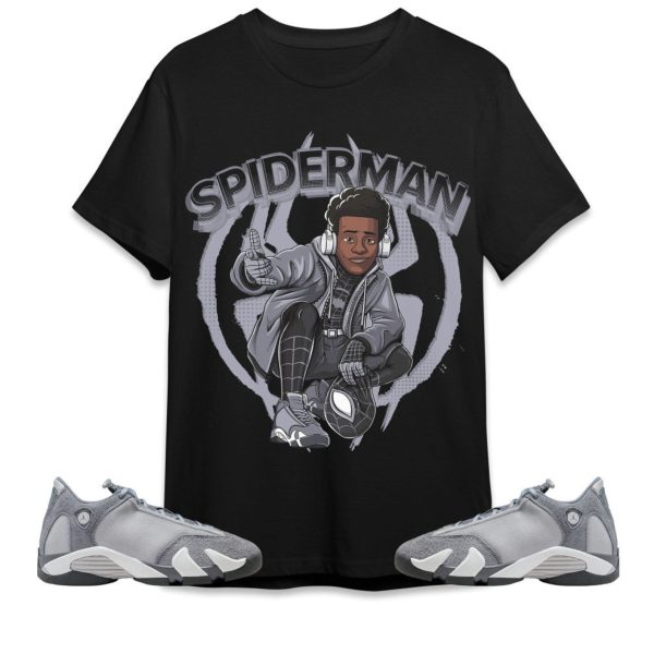 Spiderman Miles Unisex Tees Jordan 14 Stealth to match Sneaker, Outfit birthday graphic Tees Jezsport.com