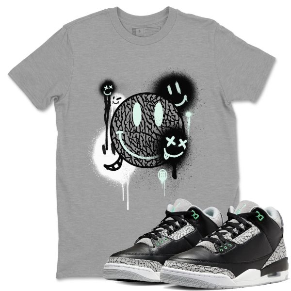 Smile Painting Unisex Crew Neck Sneaker Matching Tee Shirt To Match 3s Green Glow Jezsport.com