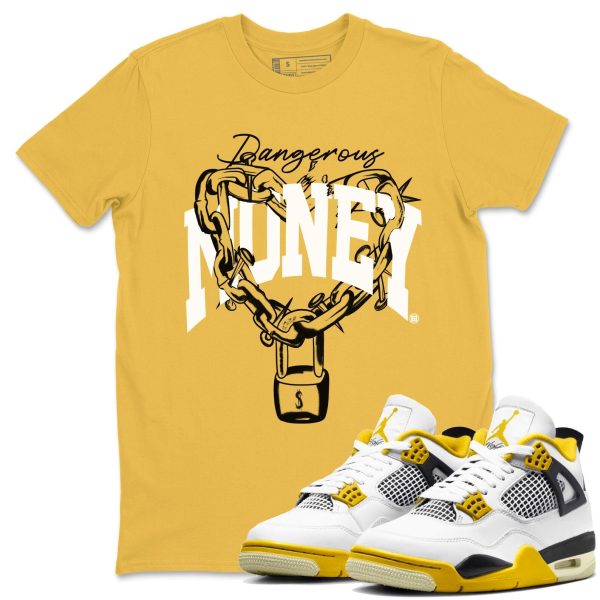 Dangerous Money Unisex Crew Neck Sneaker Matching Tee Shirt To Match 4s Vivid Sulfur Jezsport.com