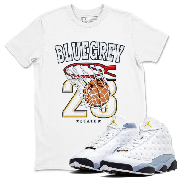 Basketball Unisex Crew Neck Sneaker Matching Tee Shirt To Match 13s Blue Grey Jezsport.com