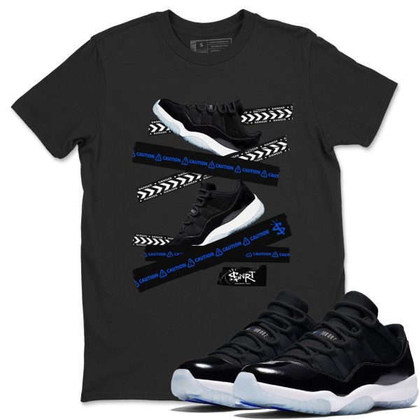 Caution Tape Unisex Crew Neck Sneaker Matching Tee Shirt To Match 11s Space Jezsport.com