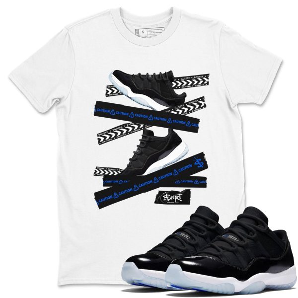 Caution Tape Unisex Crew Neck Sneaker Matching Tee Shirt To Match 11s Space Jezsport.com