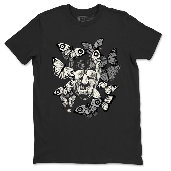 Skull With Butterflies Unisex Crew Neck Sneaker Matching Tee Shirt To Match 3s Craft Ivory Jezsport.com