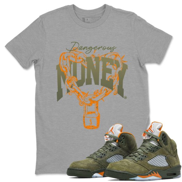 Dangerous Money Unisex Crew Neck Sneaker Matching Tee Shirt To Match 5s Olive Jezsport.com