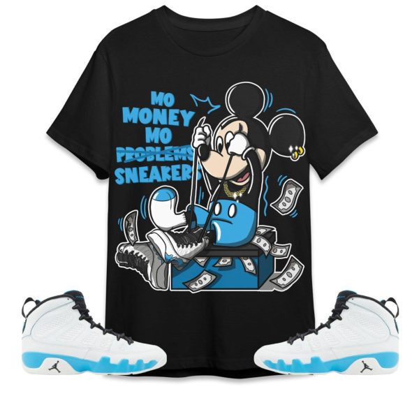 Mo Money Mickey Unisex Tees Jordan 9 Powder Blue To Match Sneaker, Outfit Back to school graphic tees Jezsport.com