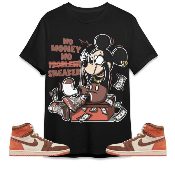 Mo Money Mickey Unisex Tees Jordan 1 High OG Dusted Clay To Match Sneaker, Outfit Back to school graphic tees Jezsport.com