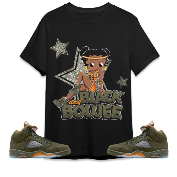 Black And Boujee Sports Unisex Tees Jordan 5 Olive to match Sneaker, Outfit back to school graphic Tees Jezsport.com