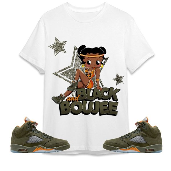 Black And Boujee Sports Unisex Tees Jordan 5 Olive to match Sneaker, Outfit back to school graphic Tees Jezsport.com