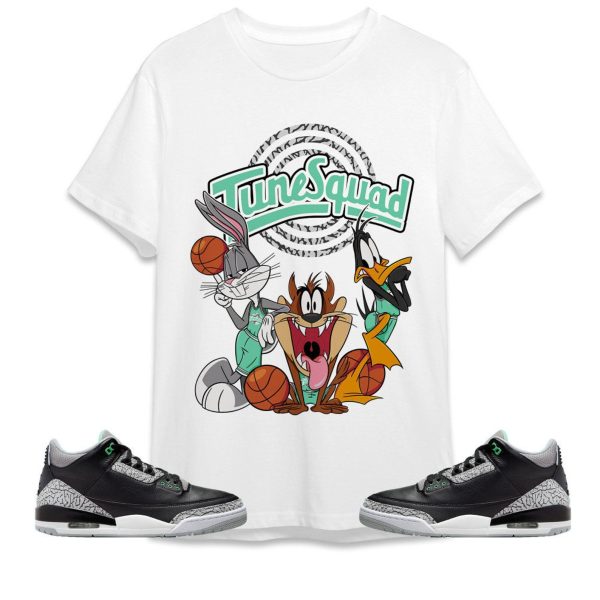 Tune Friends Unisex Tees Jordan 3 Green Glow to match Sneaker, Outfit back to school graphic Tees Jezsport.com